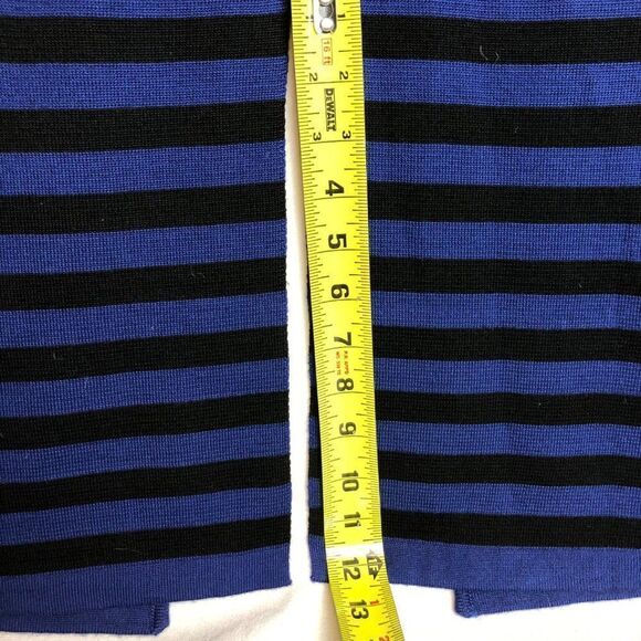 NEXIIA Blue/Black striped Front/back Slit Long button down Cardigan size M. ER - Picture 7 of 9